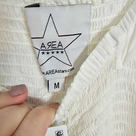 AREA Stars Bella dip-dye Maxi ruffle dress neutral in pink and brown flutter - Picture 3 of 6